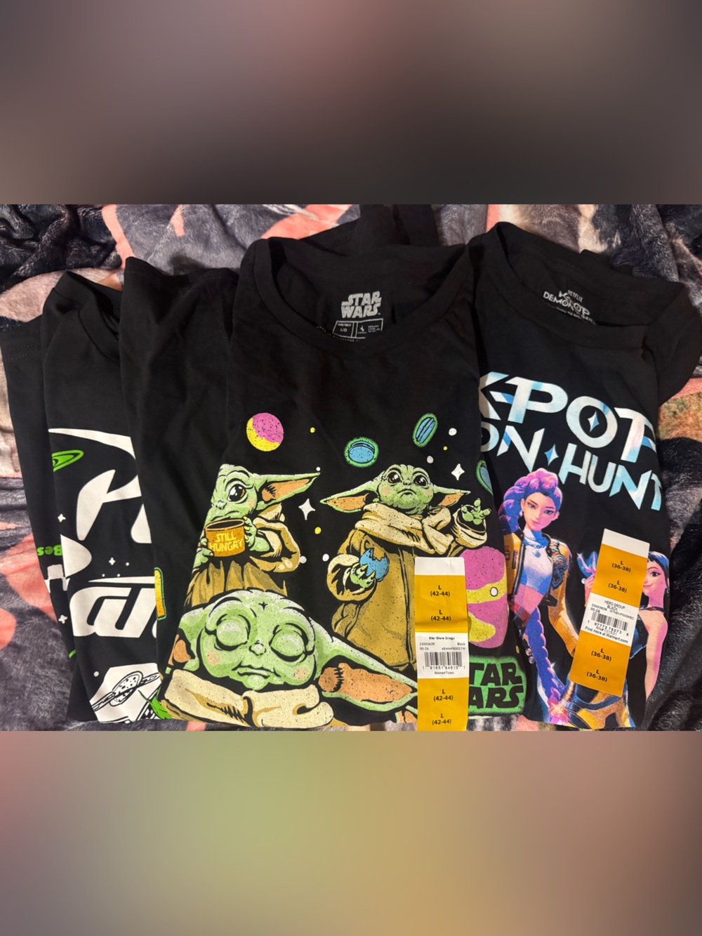 Bundle of Mandalorian, Toy Story, and K Pop Demon Hunters Tshirts
